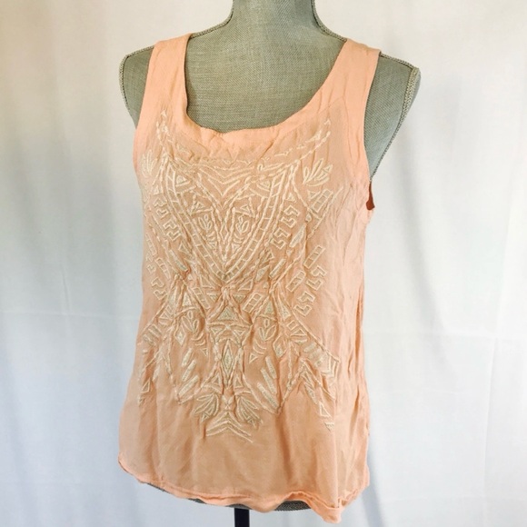 Maurices Tops - Maurices Coral Tank Top with White Embroidery